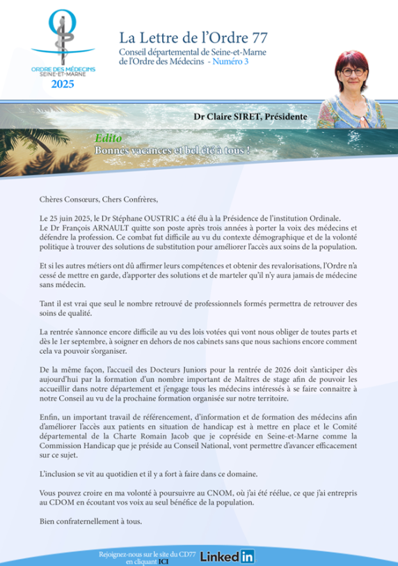 Lettre de l'Ordre N°3 - 2025